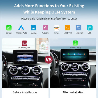 Mercedes-Benz Infotainmentskärm – CarPlay & Android Auto, 10,25" eller 12,3"
