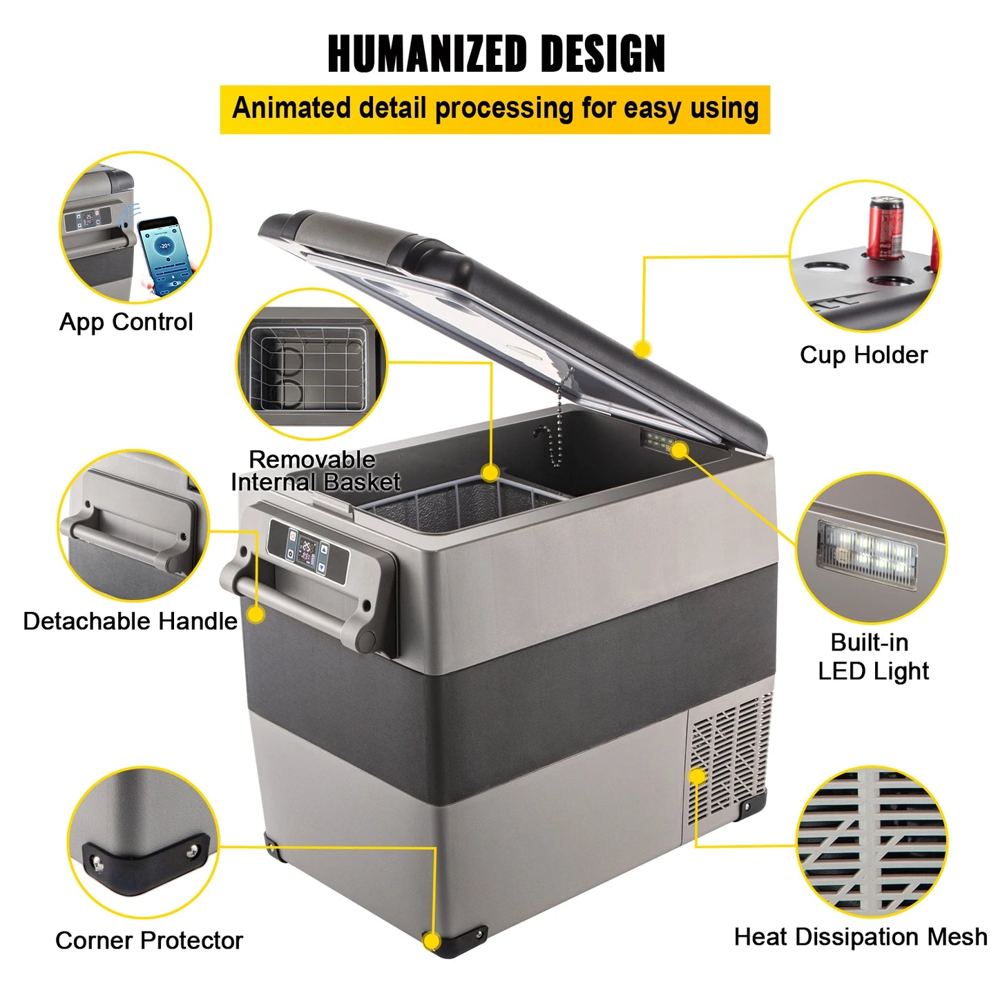 SucceBuy 20L 22L 35L 45L 55L Car Refrigerator Mini Fridge Freezer Portable Compressor Cooler DC 110-240V Ice Box for Camping