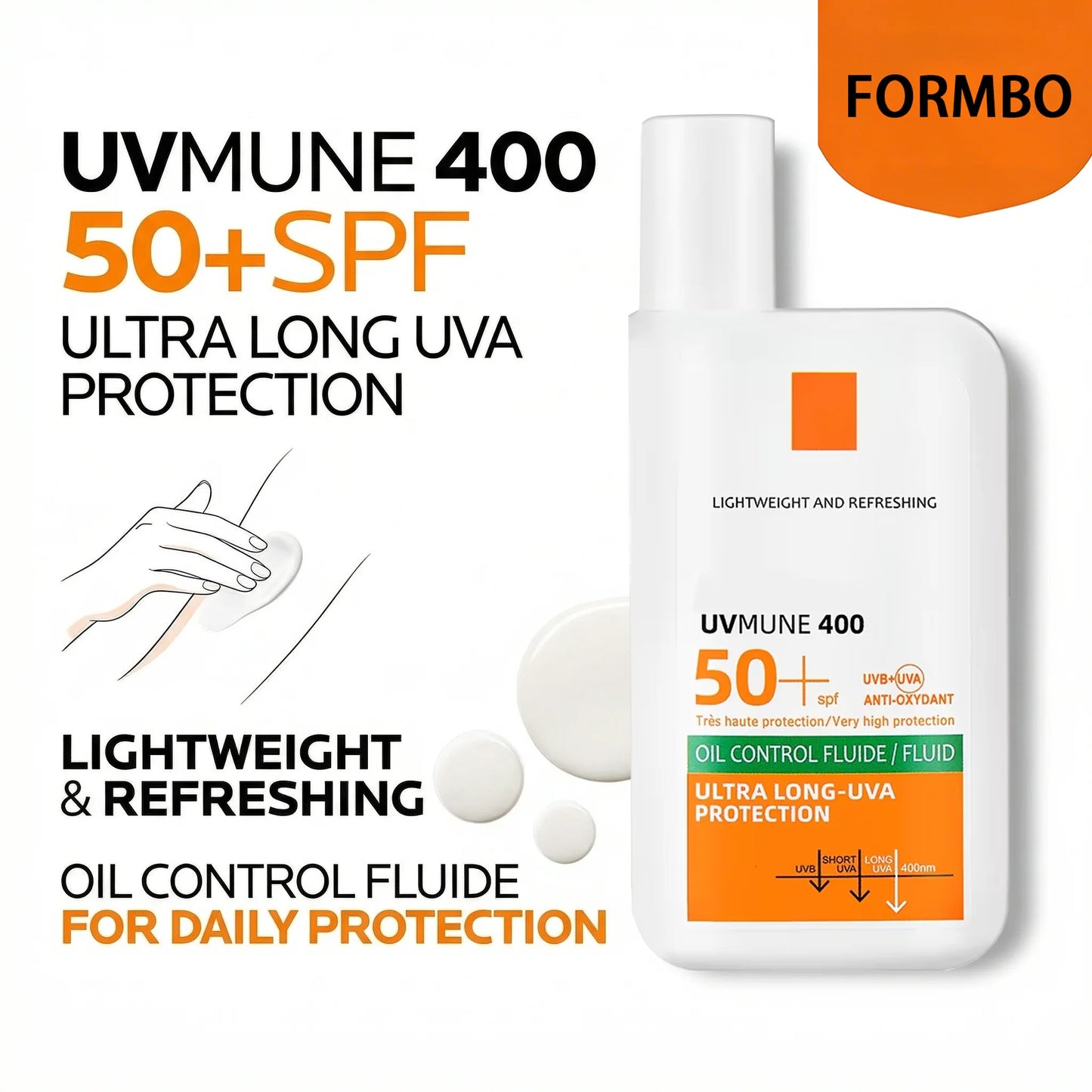 Solskydd SPF50+ – Lätt & Icke-fettande för Ansikte & Kropp