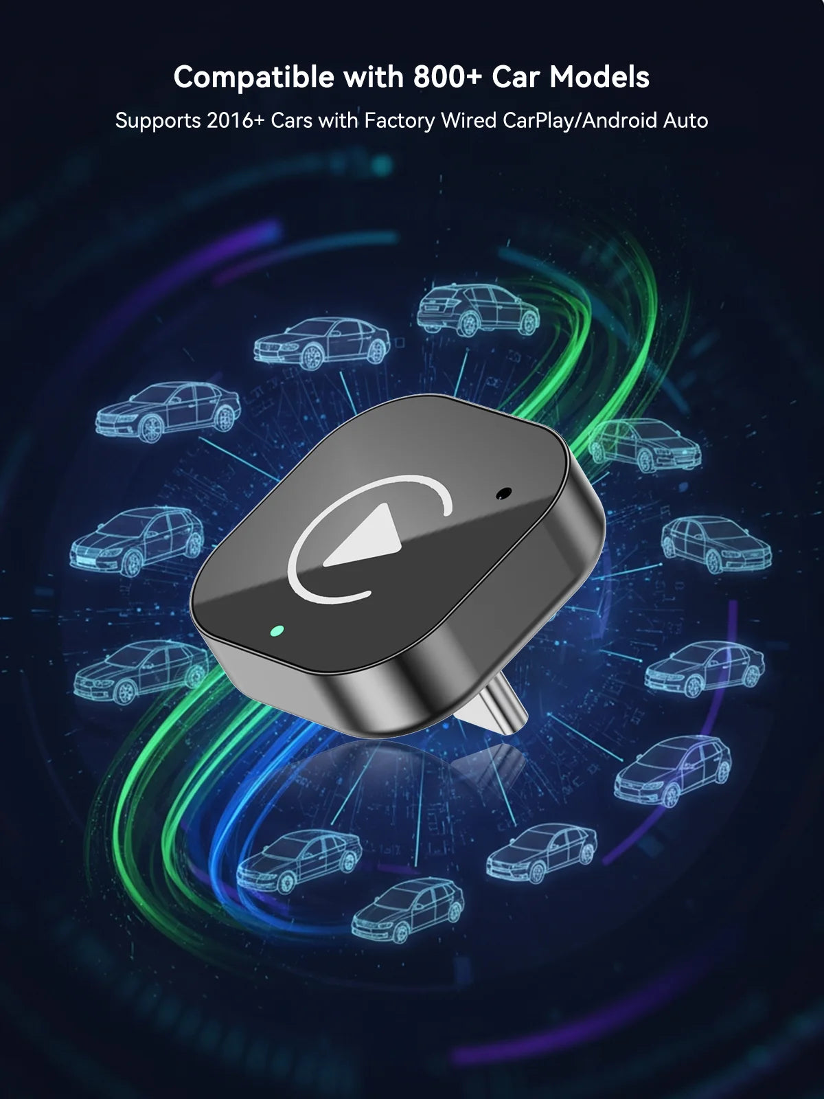 USB-C CarPlay Dongle 2-i-1 – Trådlös CarPlay & Android Auto