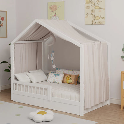 House Bed Canopy, Bed Canopy House Beds Made of Cotton Muslin, Fabric Canopy for House Canopy  Bed Children's Room Decoration