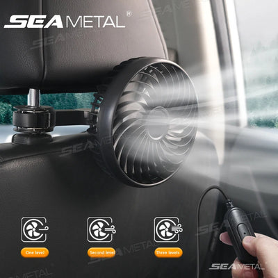 SEAMETAL USB Bilfäkt – 360° Rotation, 3 Hastigheter, Tysta Blåsverk