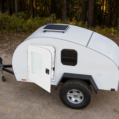 Aluminum RV Door with Mesh & Window, 26x36in White Lockable Teardrop Camper Door (Left Driver Side)