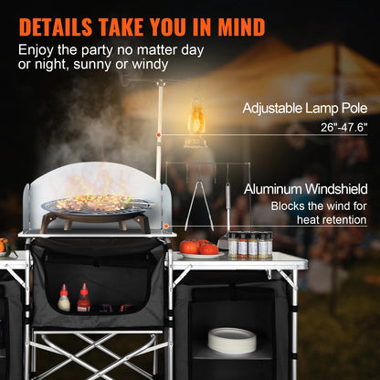 Hopfällbart Campingköksbord i Aluminium – Förvaring & BBQ