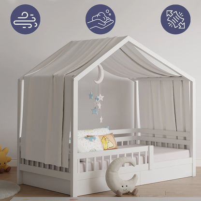 House Bed Canopy, Bed Canopy House Beds Made of Cotton Muslin, Fabric Canopy for House Canopy  Bed Children's Room Decoration