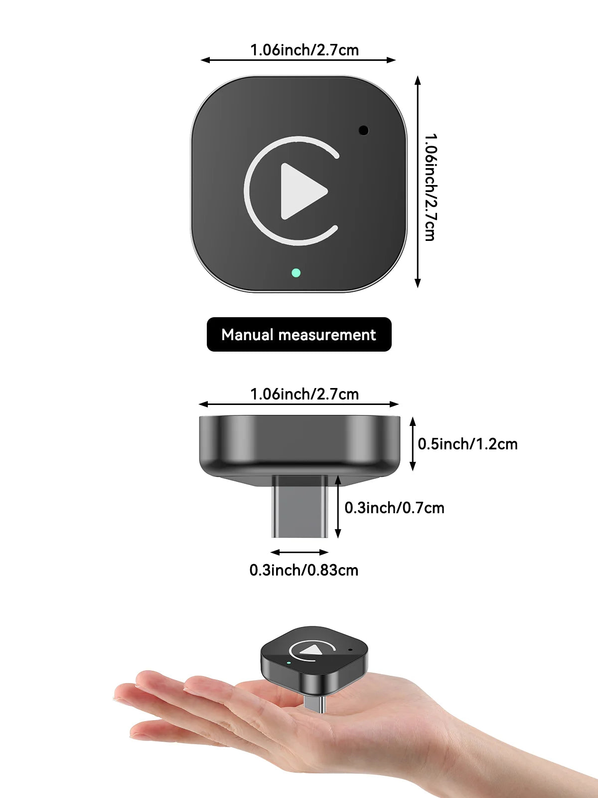 USB-C CarPlay Dongle 2-i-1 – Trådlös CarPlay & Android Auto