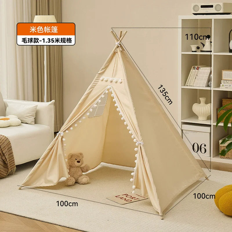 Barntipi Wigwam Beige – Vikbart Indiantält i 2 Storlekar