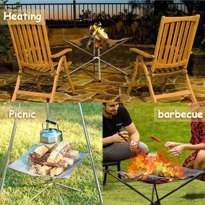 Hopfällbar Eldstad & Grillställning i Rostfritt Stål – Camping & BBQ