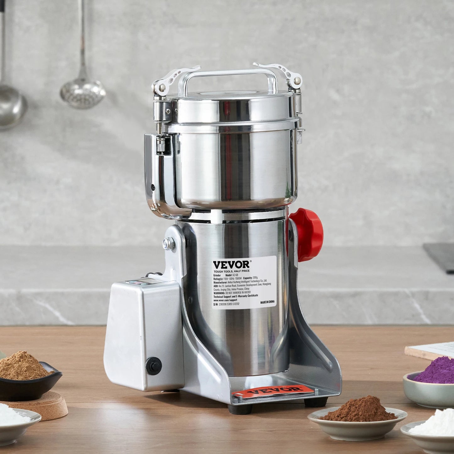 SucceBuy 150-2500g Electric Grain Mill Grinder Commercial Swing Spice Grinders for Dry Herbs Grains Spices Cereals Coffee Corn