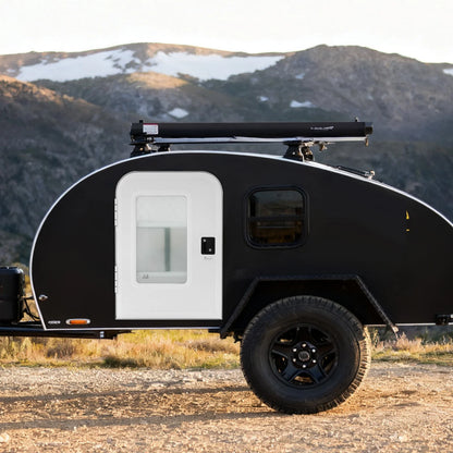 Aluminum RV Door with Mesh & Window, 26x36in White Lockable Teardrop Camper Door (Left Driver Side)