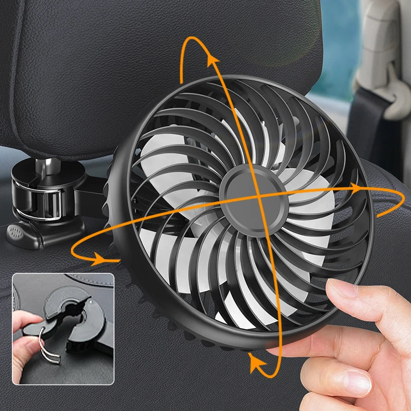 SEAMETAL USB Bilfäkt – 360° Rotation, 3 Hastigheter, Tysta Blåsverk