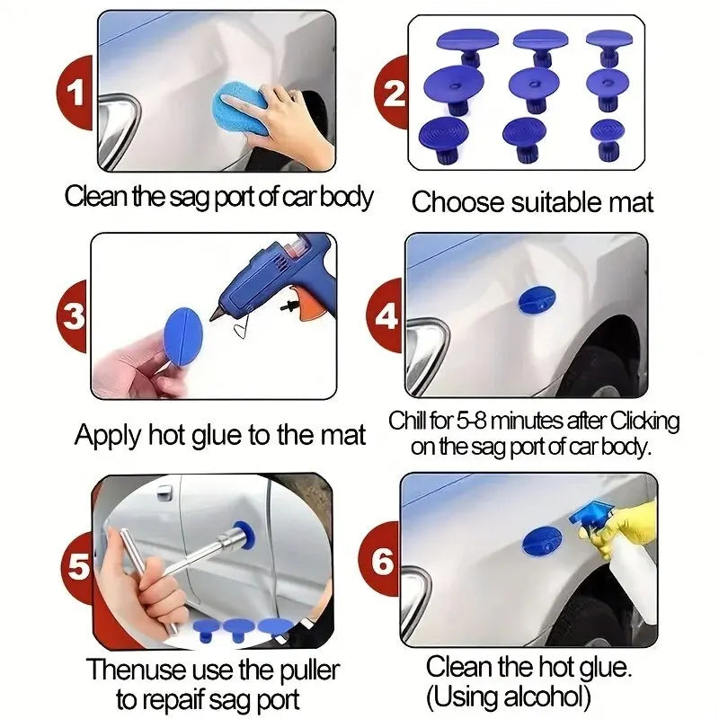 Buckelborttagare för Bil – Paintless Dent Repair Kit med Sugkoppar