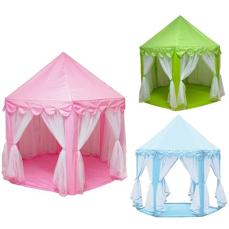 Tipi Lektält Prinsess – Rosa & Lila med Tillval: Ljusslinga, Flaggor & Ljusbollar