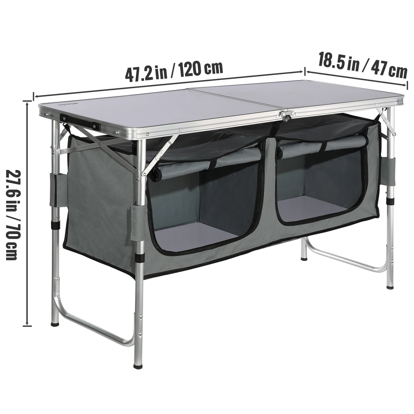 Hopfällbart Campingköksbord i Aluminium – Förvaring & BBQ