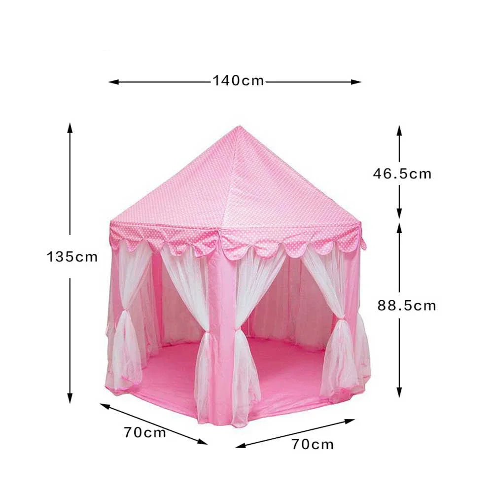 Tipi Lektält Prinsess – Rosa & Lila med Tillval: Ljusslinga, Flaggor & Ljusbollar
