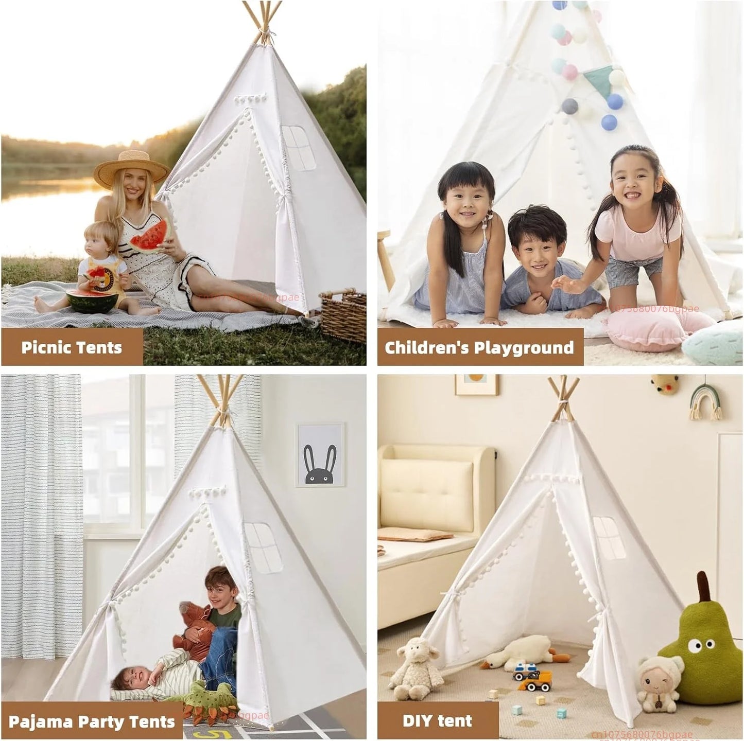 Barntipi Wigwam – Vikbart Indiantält för Inomhus & Utomhus, 2 Storlekar