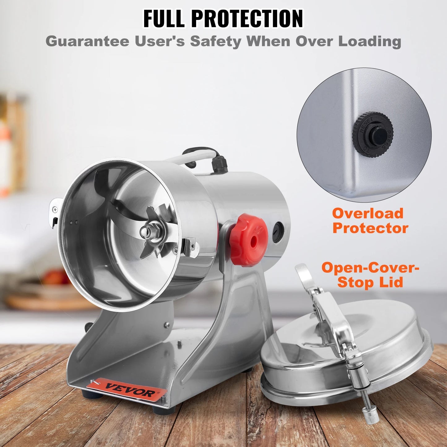 SucceBuy 150-2500g Electric Grain Mill Grinder Commercial Swing Spice Grinders for Dry Herbs Grains Spices Cereals Coffee Corn