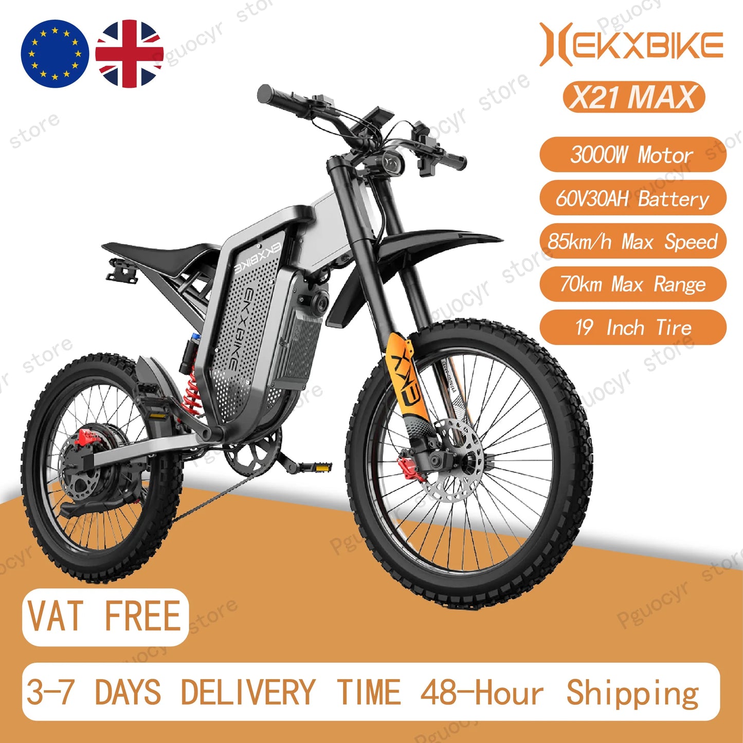 EKX X21 Max Electric Motorcycles 3000W Brushless Gearless Motors 60V30AH Lithium Battery Speed 85Kmh Adult Off Road Ebike