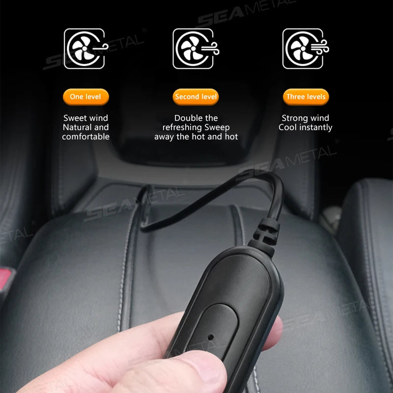 SEAMETAL USB Bilfäkt – 360° Rotation, 3 Hastigheter, Tysta Blåsverk