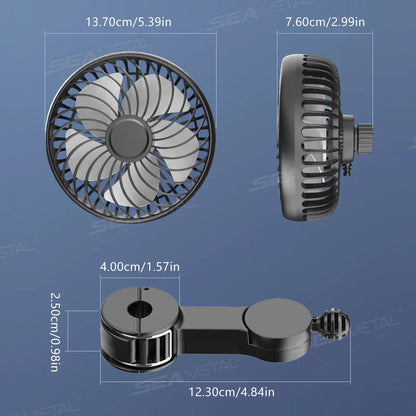 SEAMETAL USB Bilfäkt – 360° Rotation, 3 Hastigheter, Tysta Blåsverk