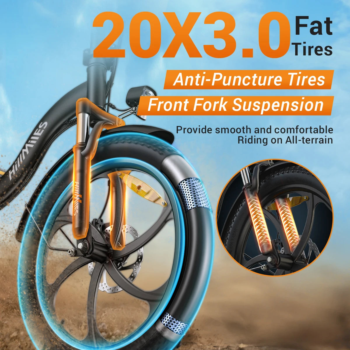 HillMiles MilePort 1 Vikbar Elcykel – 250W, Fat Tires, 100 km Räckvidd