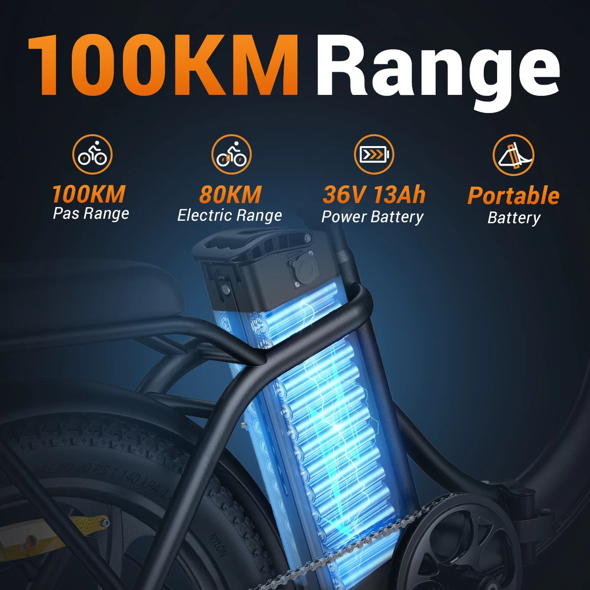 HillMiles MilePort 1 Vikbar Elcykel – 250W, Fat Tires, 100 km Räckvidd
