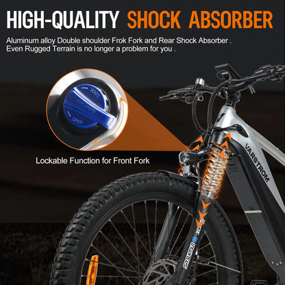 [EU Direct ] Varstrom Electric Mountain Bike Ebike Off-Road 960Wh Battery 750W Mid Motor Cycling Cycling Mens Trekking MTB