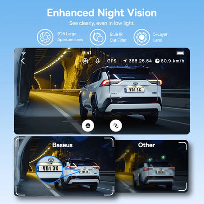 Baseus VD1 Dashcam 3K – Fram & Bak, GPS, WiFi, Parkeringsbevakning