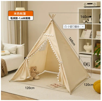 Barntipi Wigwam Beige – Vikbart Indiantält i 2 Storlekar