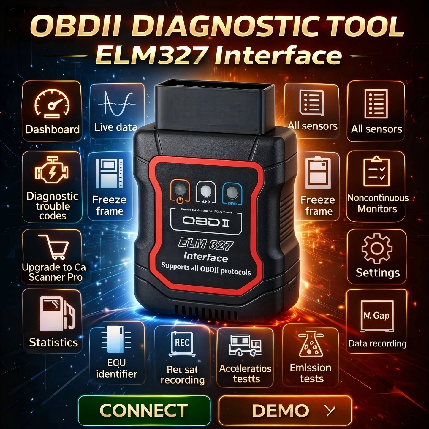 OBD2 Bluetooth 5.0 Scanner – Felkodsläsare för Android & iOS