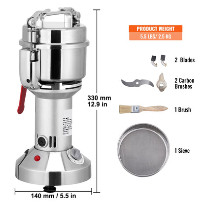 SucceBuy 150-2500g Electric Grain Mill Grinder Commercial Swing Spice Grinders for Dry Herbs Grains Spices Cereals Coffee Corn