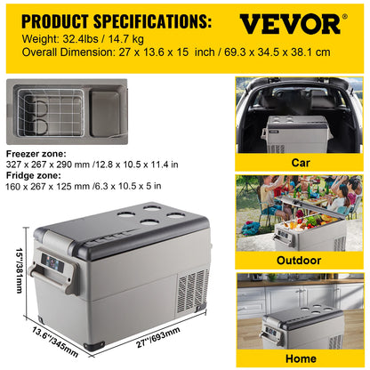 Succebuy 20/22/35/45/55L Car Refrigerator Mini Fridge Freezer Portable Compressor Cooler 12/24V DC 110-240V Ice Box for Camping
