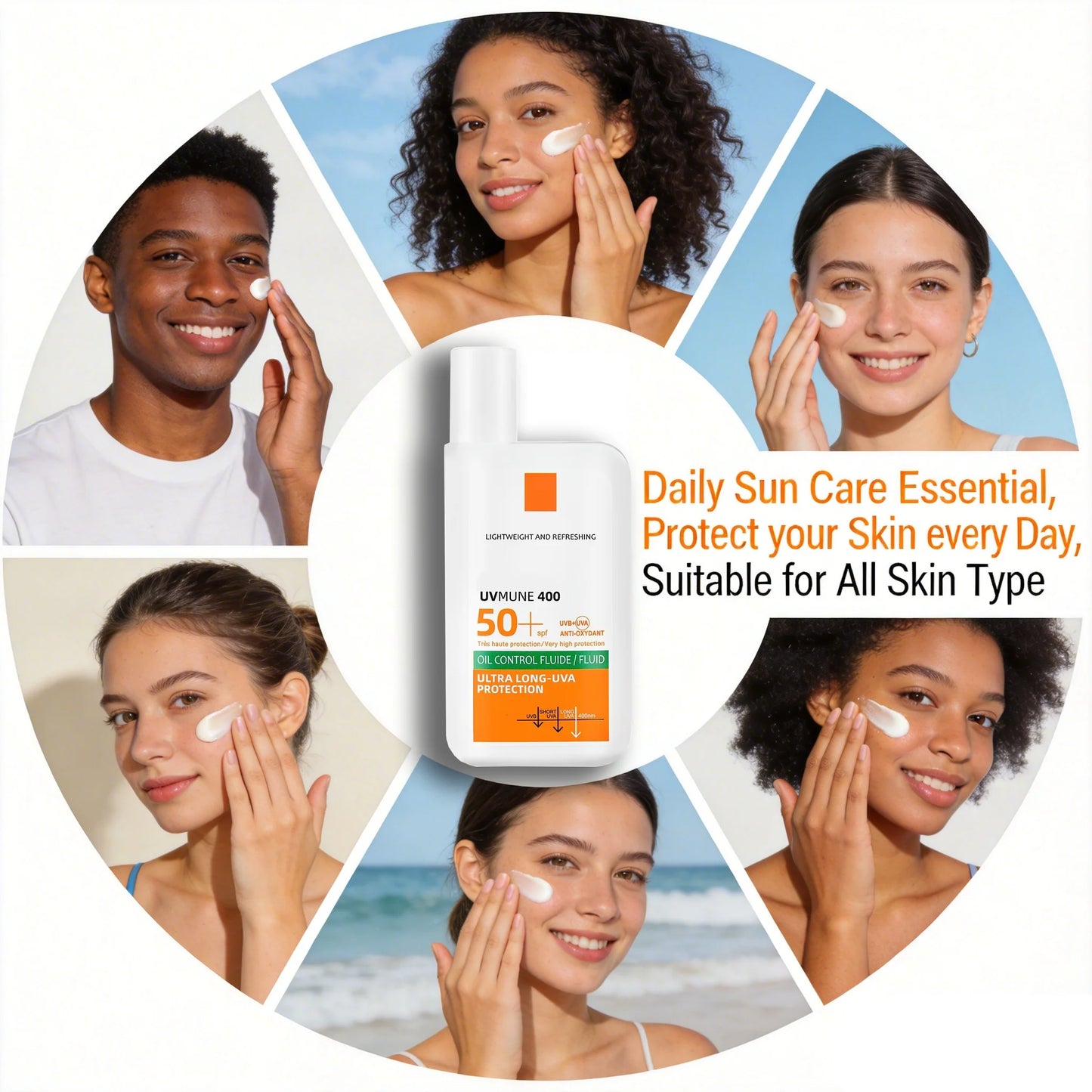 Solskydd SPF50+ – Lätt & Icke-fettande för Ansikte & Kropp