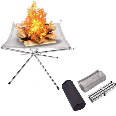 Hopfällbar Eldstad & Grillställning i Rostfritt Stål – Camping & BBQ