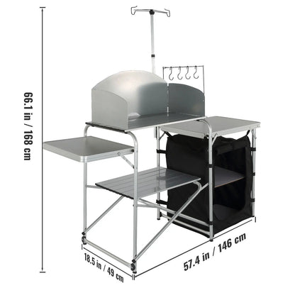 Hopfällbart Campingköksbord i Aluminium – Förvaring & BBQ